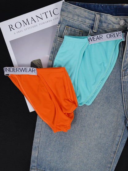 3 PCS Men's Colorful Modal Briefs U Convex Pouch Elastic Waistband Soft Breathable Sexy Underwear