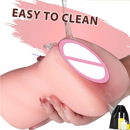 3D Flesh The Light Male Masturbation Artificial Vagina Ass Mouth Silicone 3 In 1 Adult Sex Toy Sex Doll For Man Pocket Pussy Ass