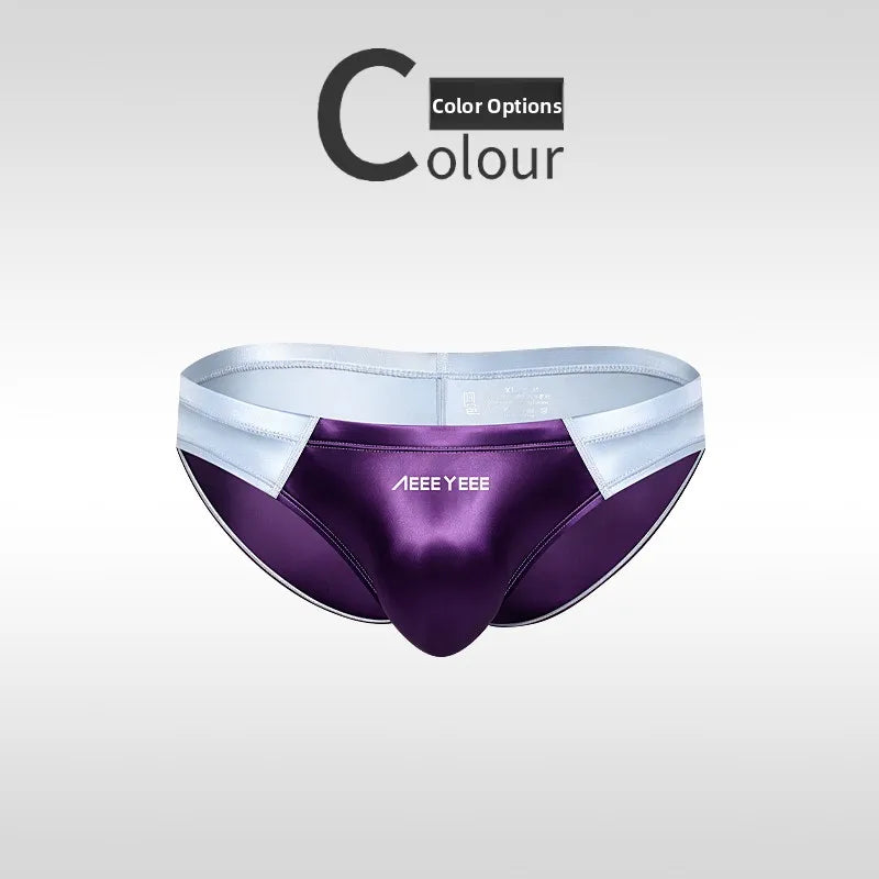 Low-Waist Sexy Men's  Underwear Smooth Satin Breathable Thin Summer Youth Ice Silk Sports Briefs Comfortable Underpants