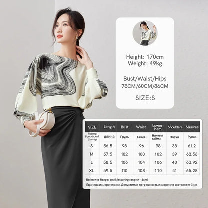 SENTUBILA Printing Chiffon Blouse For Women 2026 Spring Autumn Vintage Elegant Loose Long Sleeve Tops Woman Clothing 133V50742