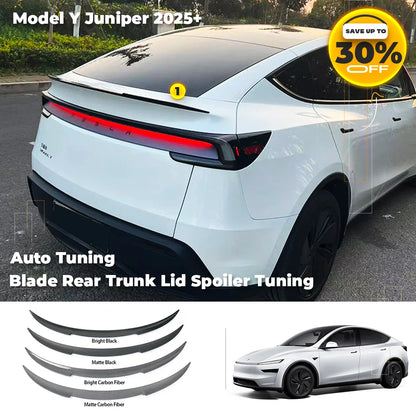 Glossy Carbon Rear Trunk Spoiler Trim Kit for Tesla Model Y Juniper 2025 - Blade Style Sport Body Styling Exterior Accessories