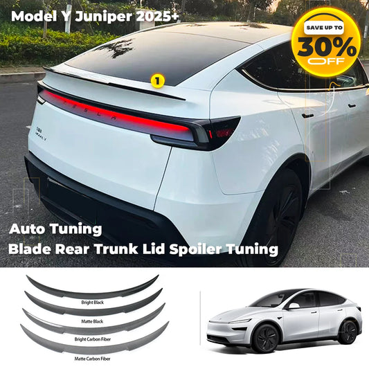 Glossy Carbon Rear Trunk Spoiler Trim Kit for Tesla Model Y Juniper 2025 - Blade Style Sport Body Styling Exterior Accessories