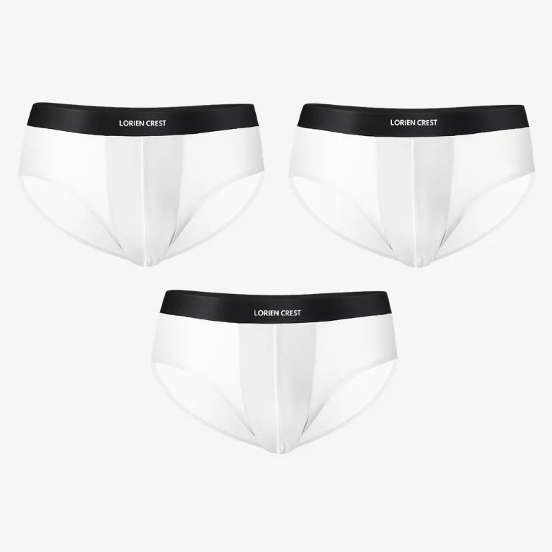 3pcs Ice Silk Men's Underwear Seamless Ultra-Thin Double-Layer Crotch Breathable Men's Briefs Mid-Waist Sexy & Light