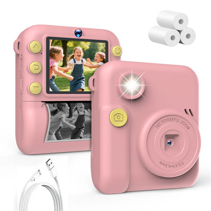 Kids Camera 1080P HD with Mini Thermal Printer Video Recorder Instant Print Photo Gift for Children
