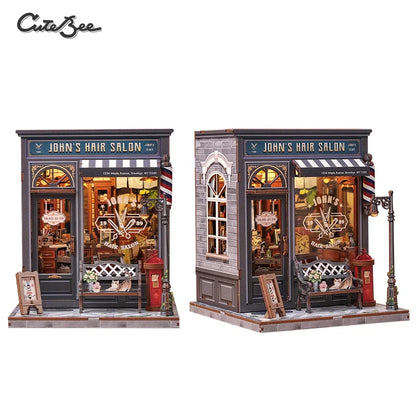 CUTEBEE Book Nook Kit 3D Wooden Puzzle DIY Bookend Insert Model Building Kit Laser Cut Precision Pieces for Home Decor Office