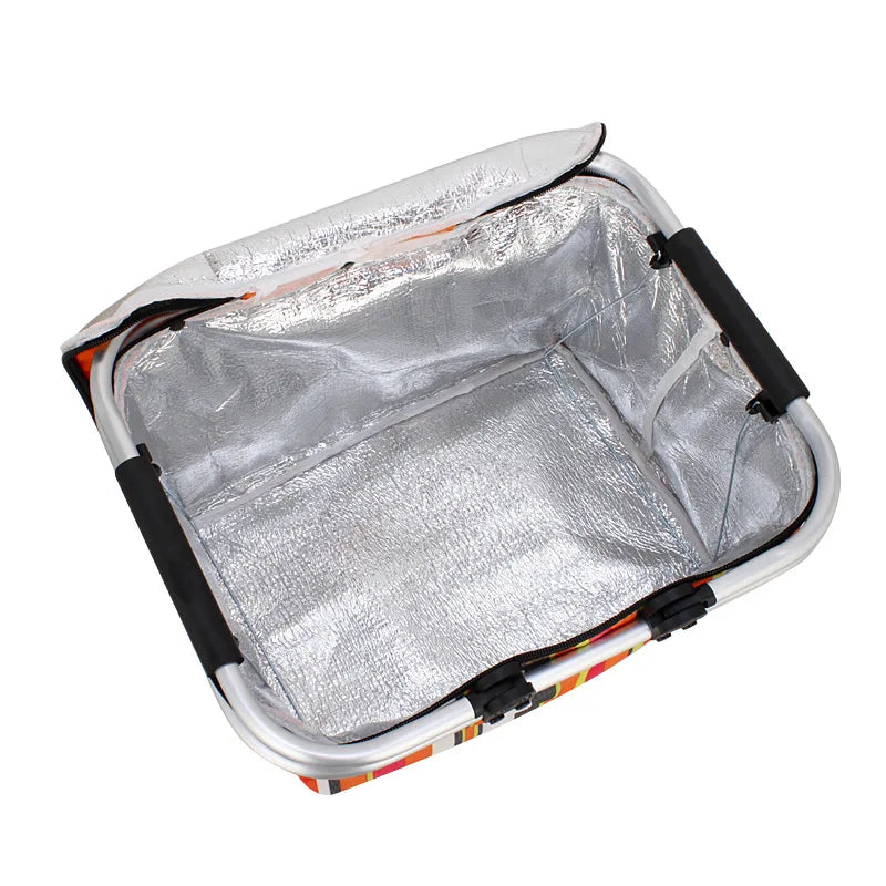 Car Oxford Outdoor Picnic Insulation Storage Basket Refrigerated Food Delivery Box Folding Shopping Basket Trunk Storage Box