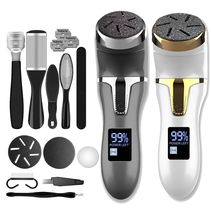 Rechargeable Electric Foot Rasp Electric Pedicure Foot Sander IPX7 Waterproof 3 Grinding Heads to Eliminate Feet Dead Skin