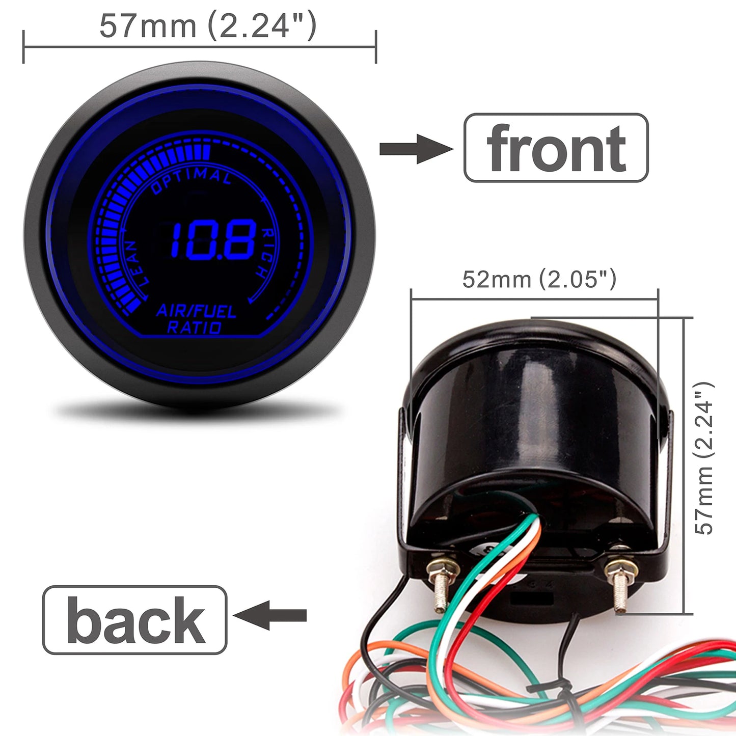 AD 2" 52mm Red&Blue Dual Led 12V Car Gauge Boost/Water Temp/Oil Temp/Oil press/Volt/Tachometer/Vacuum/Air fuel ratio/EGT Gauge