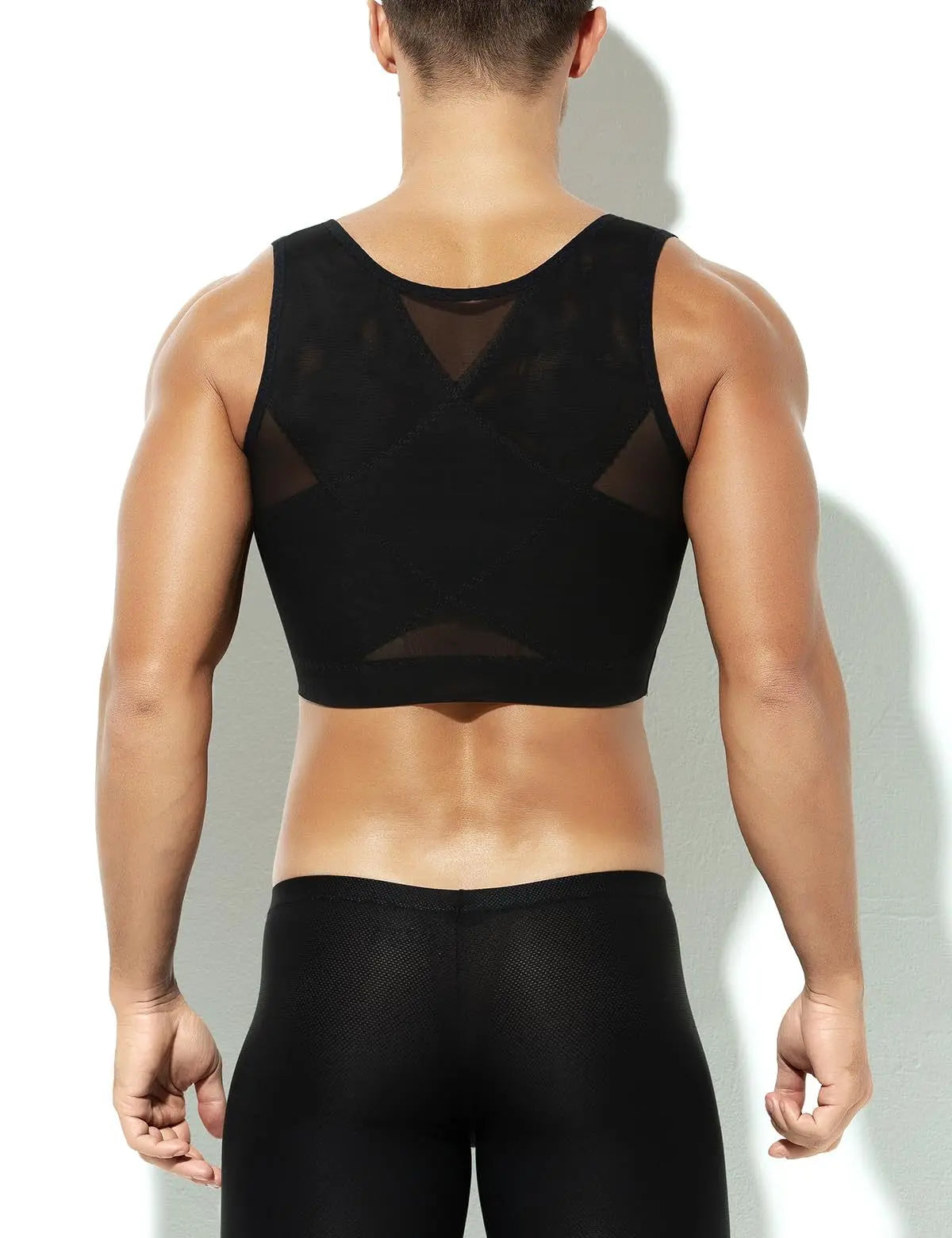 Men's Post-Surgery Compression Vest Liposuction Shapewear Body Cinching Zipper Tummy Tuck Garment Top for Recovery