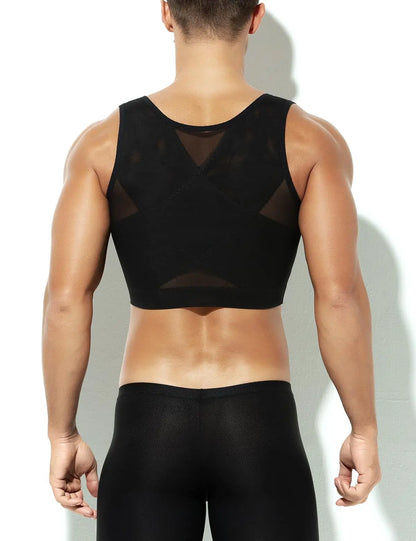 Men's Post-Surgery Compression Vest Liposuction Shapewear Body Cinching Zipper Tummy Tuck Garment Top for Recovery