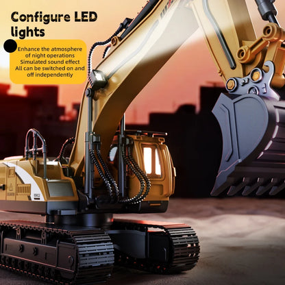 RC Excavator Truck Alloy 12/13/15CH  Engineering Vehicle Sound Spray Lighting 680 Rotation Car Kids Toys for Boys Christmas Gift