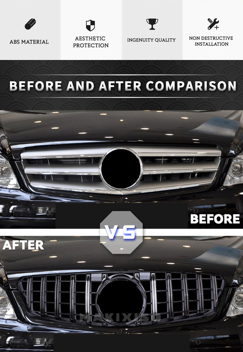 1 Piece Racing Grills Front Bumper Grille Hood Grill For Mercedes Benz C W204 07-14 Silver Style Bumper Grille Car Parts