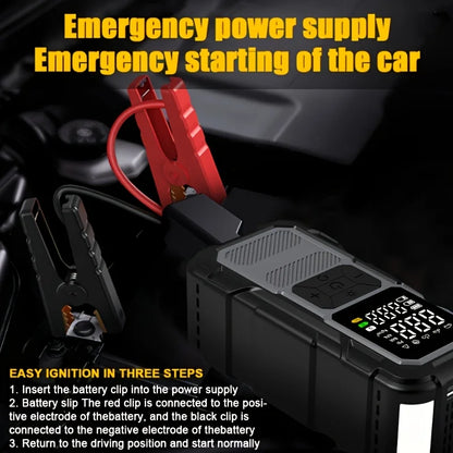 Portable Car Jump Starter with LED Flashlight 2-in-1 Power Bank & Vehicle Battery Charger, Safe Quick Start for Dead Batteries