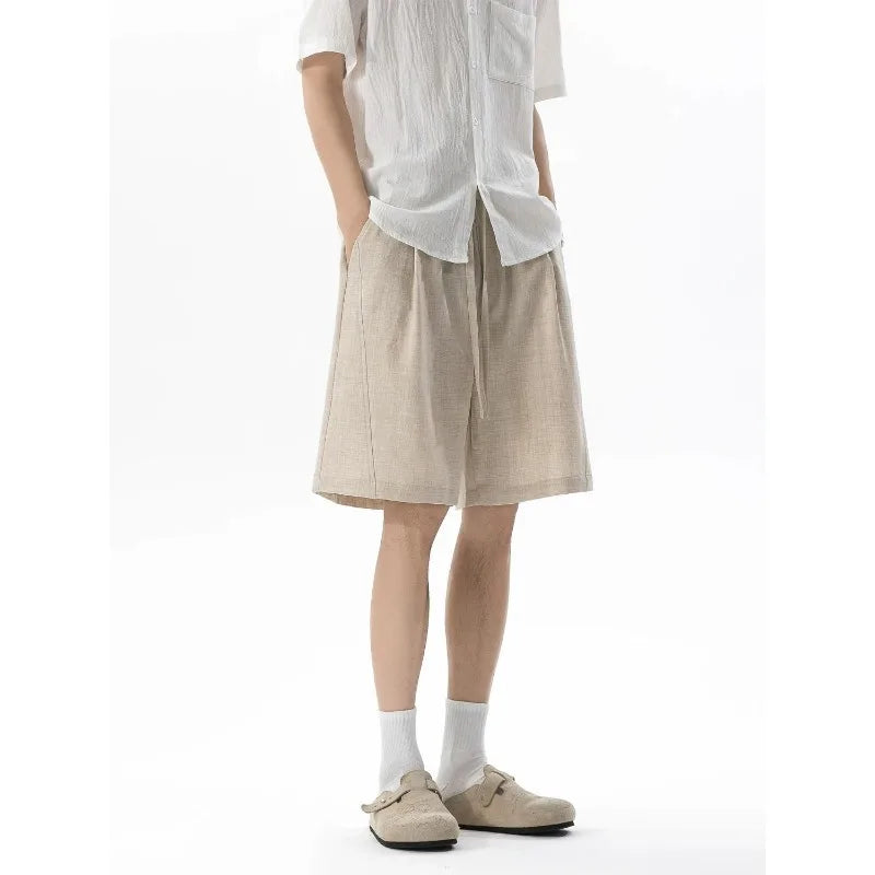 Summer Shorts for Men Breathable Loose Oversized Straight Casual High Street Elastic Waist Bermudas Shorts Baggy Casual Bottoms