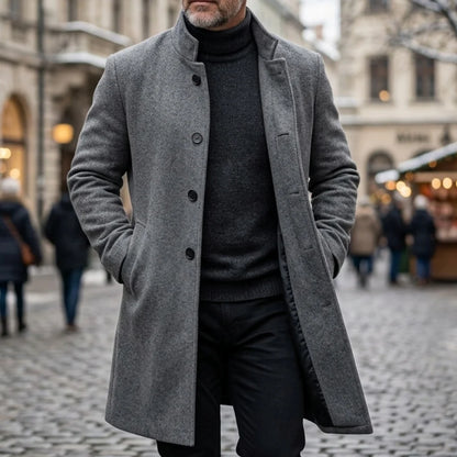 New Men's Coat Casual Winter Single Breasted Invisible Button Mens Business Knee-length Coat Trench Cloth Streetwear Men Blouse