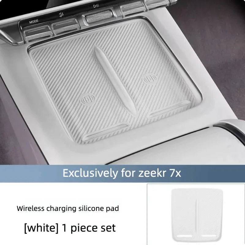 For Zeekr 7X Silicone Center Console Water Cup Frame Cover Anti-slip Wireless Charging Silicone Pad Mat Modify Accessories