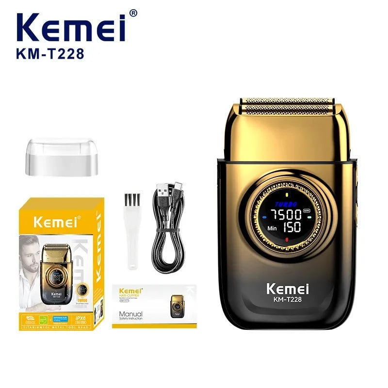Kemei Professional Reciprocating Shaver Turbo High Speed Electric Foil Razor USB TYPE-C Gifts Men Bald Head Close Shave Trimmer