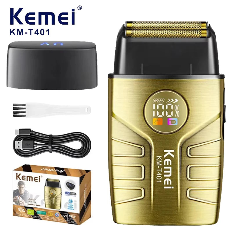 KEMEI KM-T401 Electric Shaver Hair Rechargeable Facial & Beard Foil Razor For Men Bald Head Shaving For Men Machine Barber