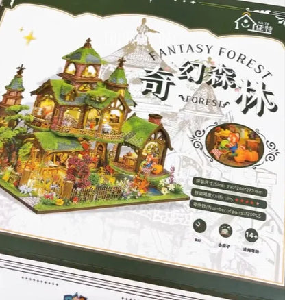 Jiate Diy Miniature House Fantasy Forest Handmade Wooden Chinese Style Large Villa Creative Birthday Gift For Women Home Decor