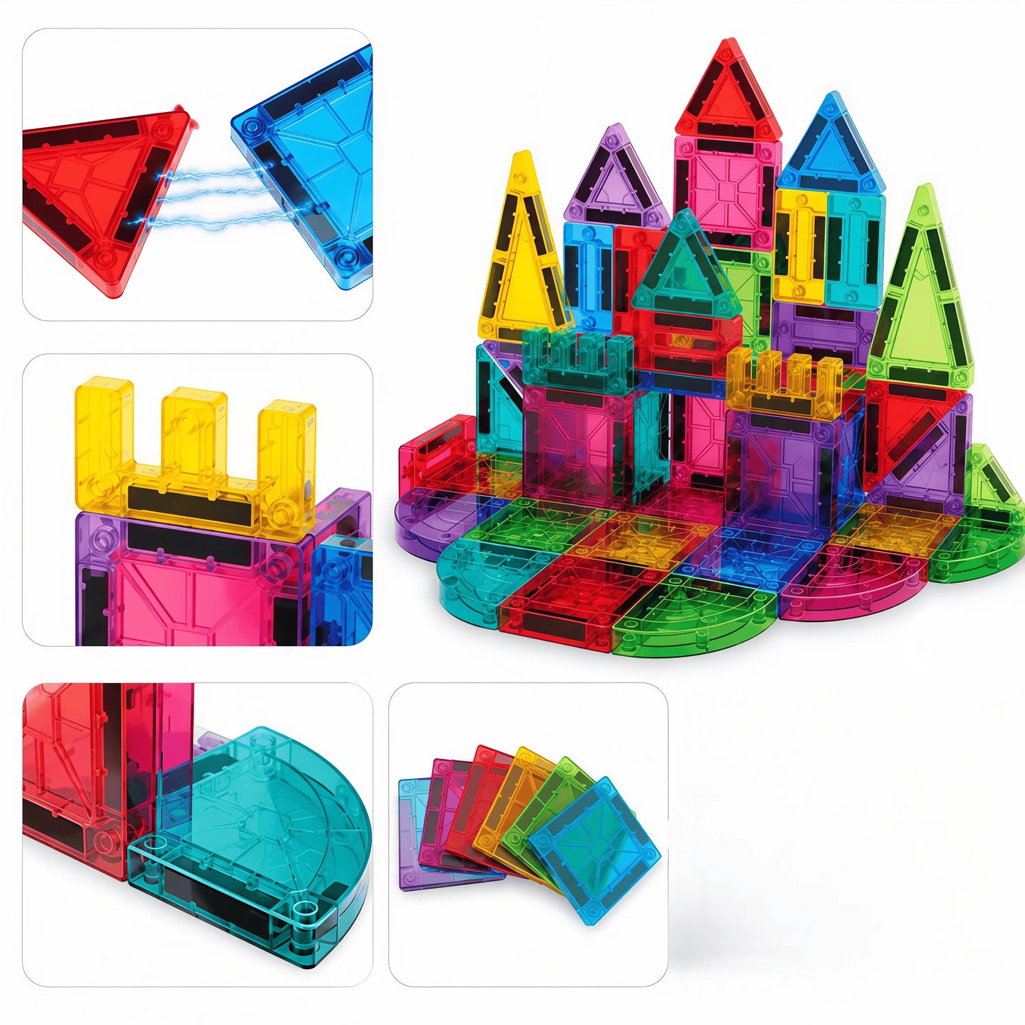 42 Pcs Magnetic Building Blocks, Kids Toy, Magnetic Tiles. Safe ABS Material Travel Pack Halloween Christmas Birthday Gift