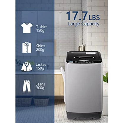 Full Automatic Washing Machine for RV, Camping, Apartment, Dorm: Dark Grey Portable Washer with LED Display, 17.7 lbs Capacity,