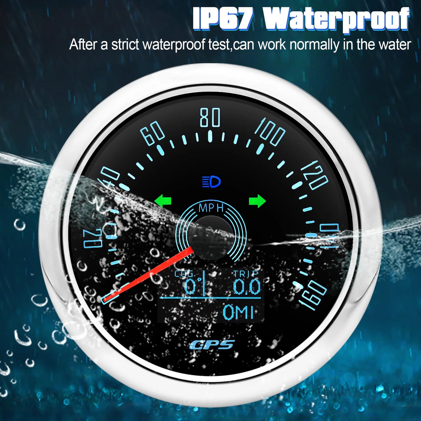85MM Digital GPS Speedometer 0-160MPH 0-200KMH Speed Meter With GPS Antenna For Car Marine Boat 7 Color Backlight Speed Gauge