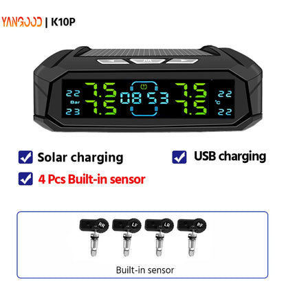Bar Wireless Intelligent Car Tire Pressure Alarm Monitor System Temperature Air Pressure Gauge With 6 Durable Tire Sensors