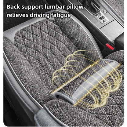 Front Single Seat, Luxurious Linen Fixed Lumbar Support, Full-Coverage Car Seat Cushion, Suitable for All Seasons, Delicate and Textured, Comfortable, Breathable, Wear-Resistant, Fits the Seat, with Three-Dimensional Wing Sup