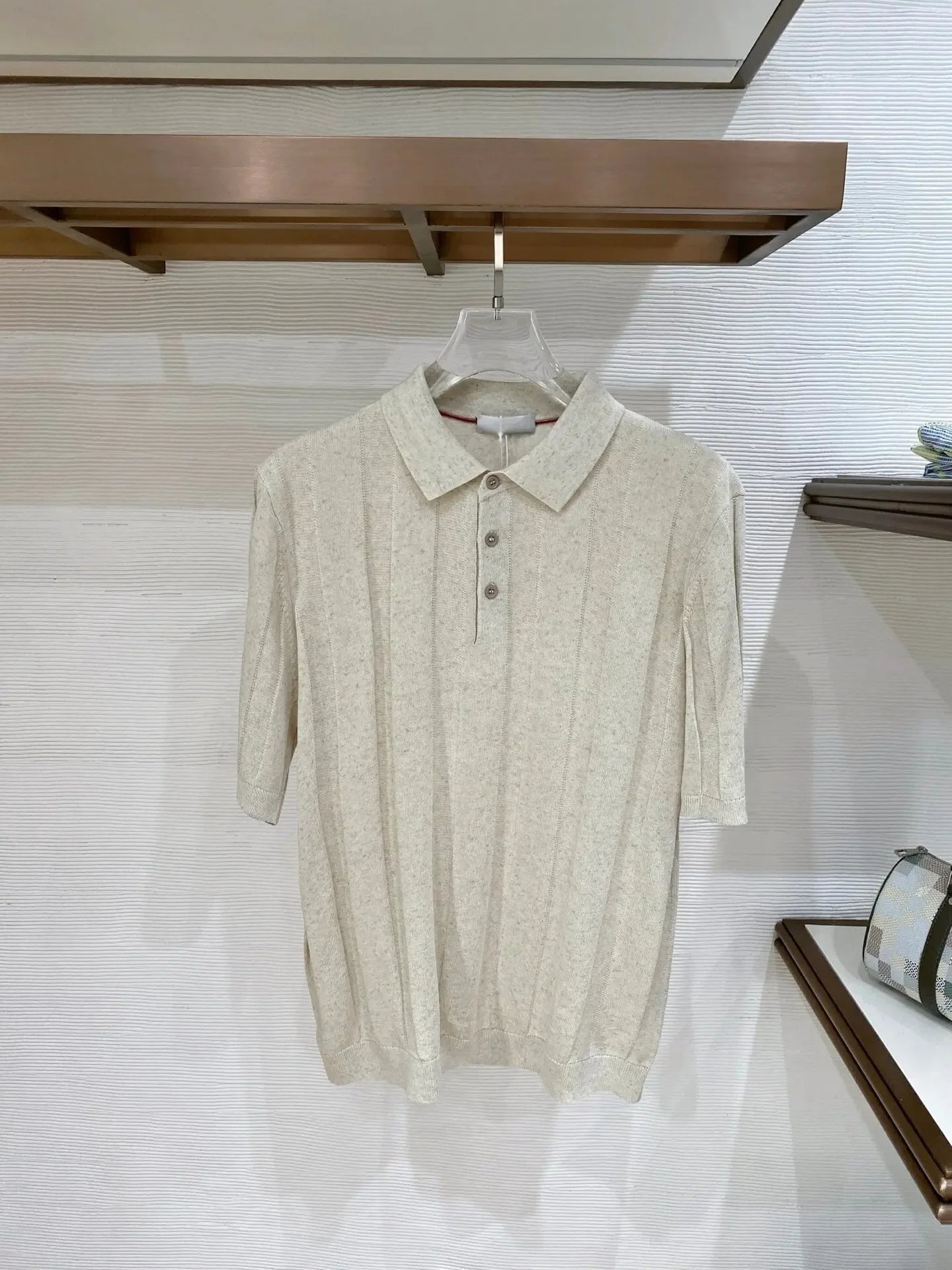 BC Yarn Linen Cotton Blended Lapel Striped Knitted POLO Shirt