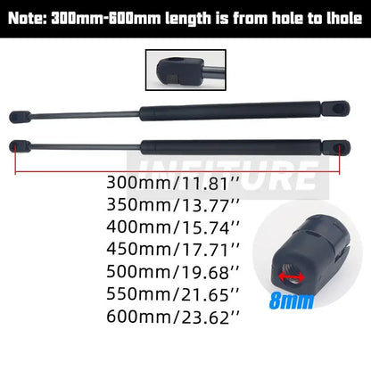 2pcs 300/350/400/450/500/550/600mm 400N Car Gas Struts Spring Shocks Lift Supports RV Windows Storage Damper Camper Back Window