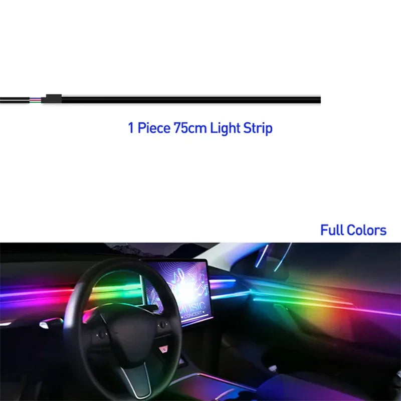 For Tesla Model 3 Model y Car Ambient Lights RGB 64Colors LED Interior Hidden Acrylic Strip Symphony Atmosphere Lamp Accessories