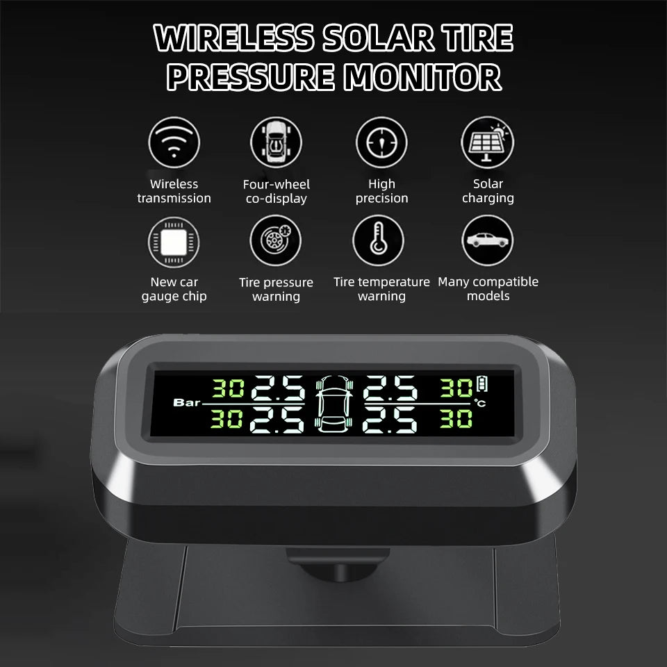 K44 Tire Pressure Monitoring System Temperature Warning 4 Sensors Adhesive Windshield Solar TPMS Car Tyre Pressure Monitor