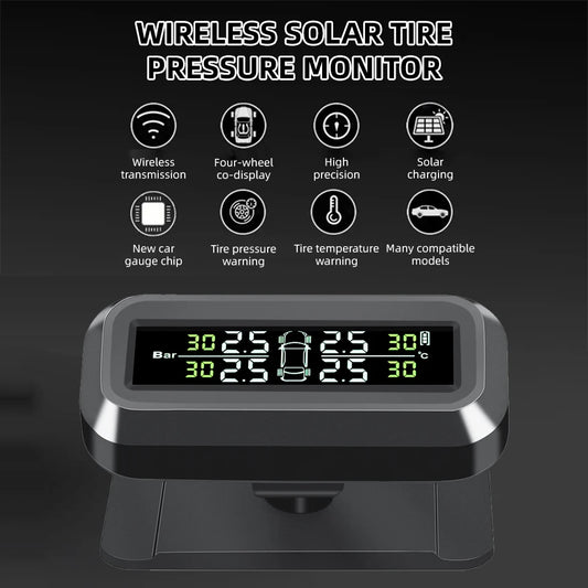 K44 Tire Pressure Monitoring System Temperature Warning 4 Sensors Adhesive Windshield Solar TPMS Car Tyre Pressure Monitor