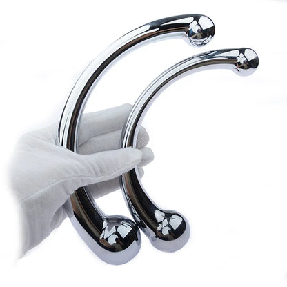 Double Ended Stainless Steel G Spot Wand Prostate Massage Stick Penis P Spot Stimulator Anal Dildo Plug Sex Toys for Men Women