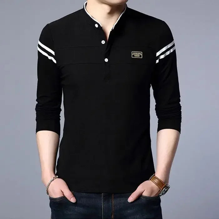 Pullovers Long Sleeve High Quality Polo T Shirt for Men Plain Unicolor Harajuku Fashion Streetwear Luxury 2025 Xl Man Sweatshirt