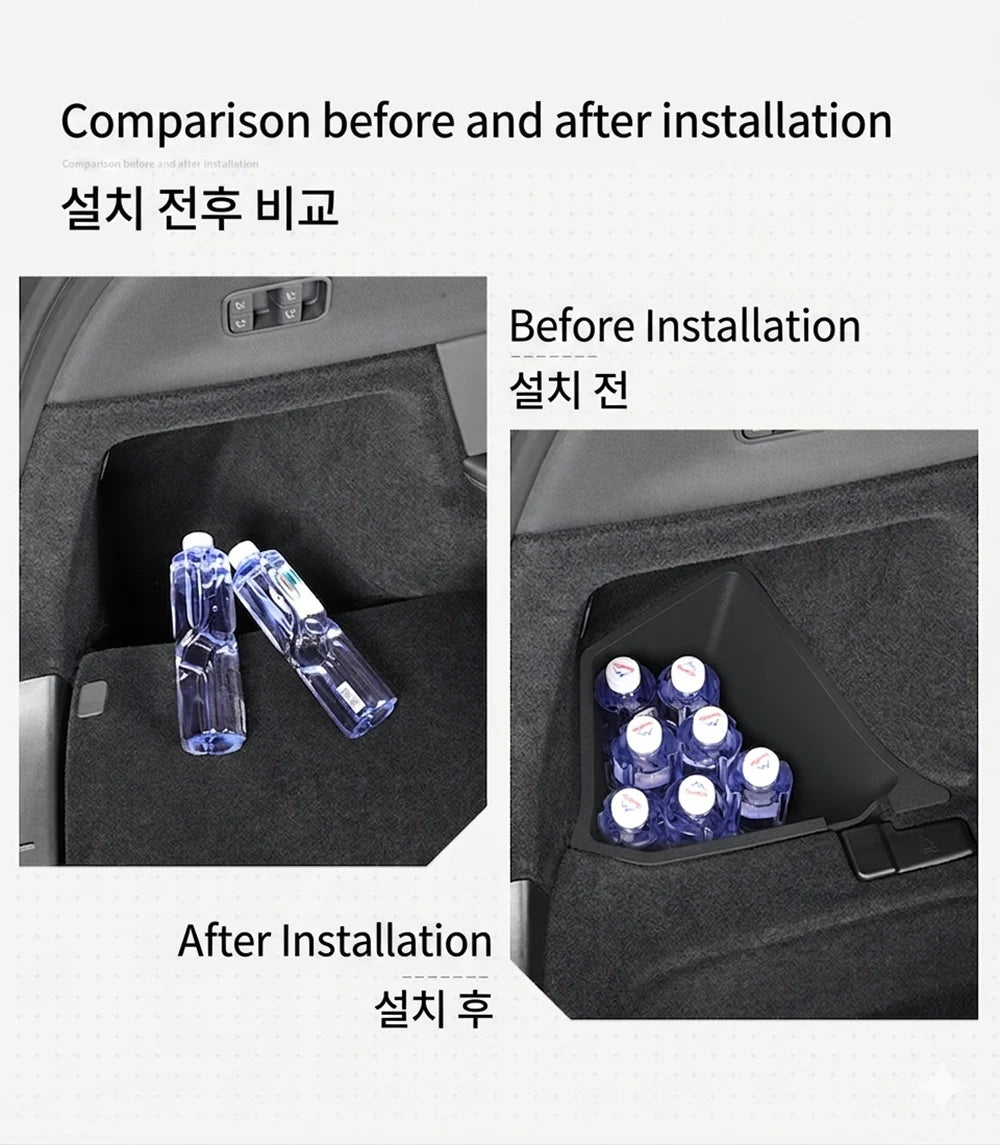 Trunk Side Storage Box Space Optimization Corrosion Resistant TPE Organizer Bins with Lids 1 Pair 2026 Tesla Model Y L LWB Trunk
