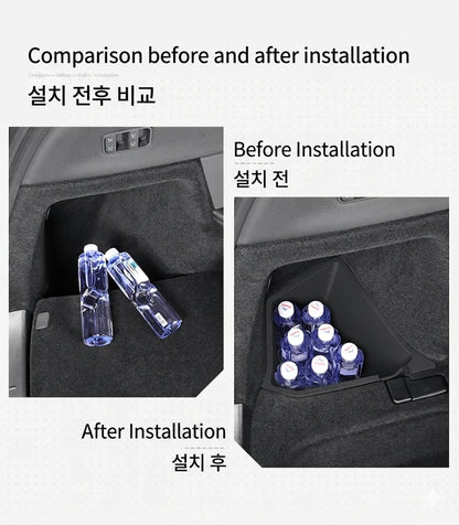 Trunk Side Storage Box Space Optimization Corrosion Resistant TPE Organizer Bins with Lids 1 Pair 2026 Tesla Model Y L LWB Trunk