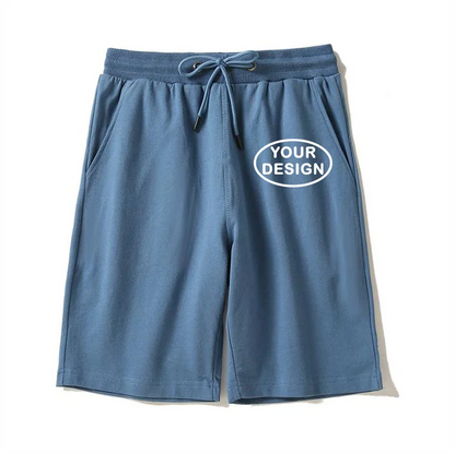 Summer New Men's Pure Cotton Shorts With Custom Printed Embroidery LOGO Outdoor Loose Drawstring Casual Shorts
