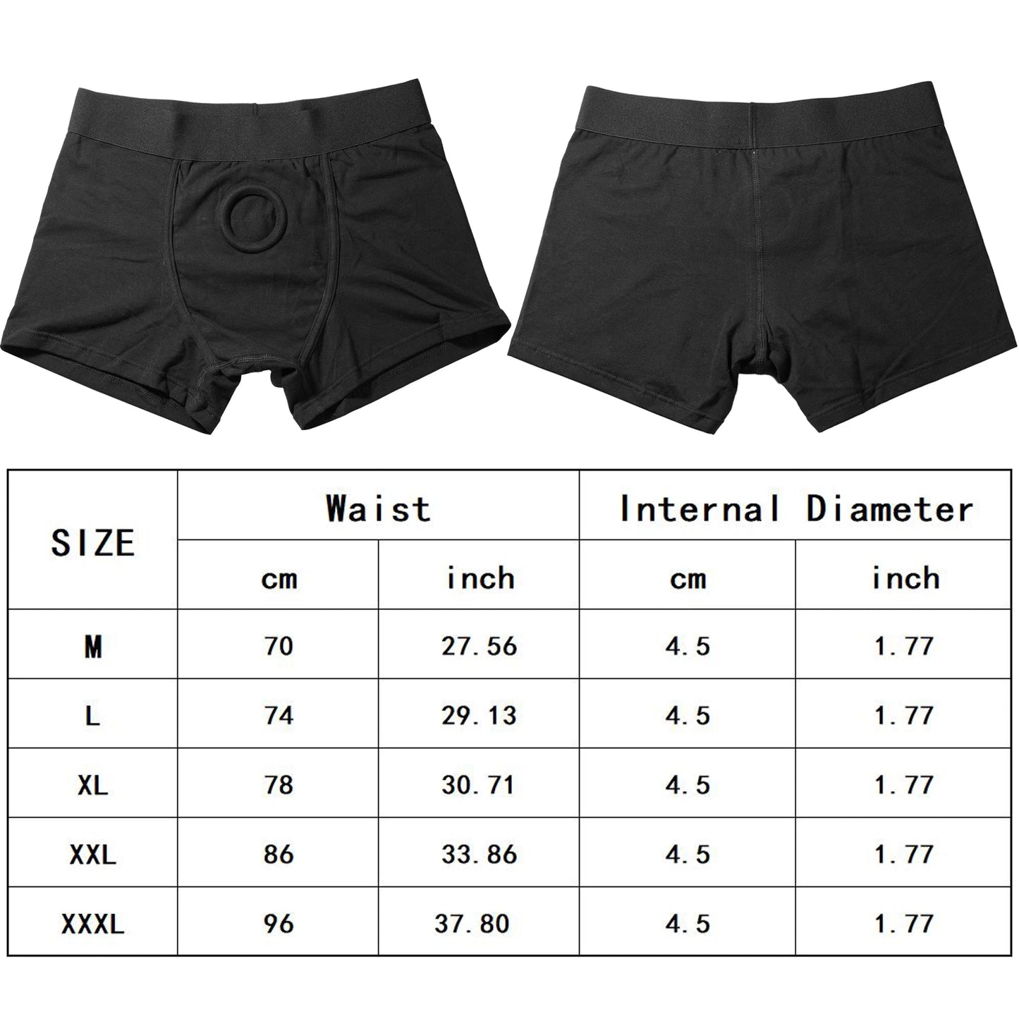 Quker Bean Black Strap On Harness Underwear Boxer Briefs Boxer Shorts