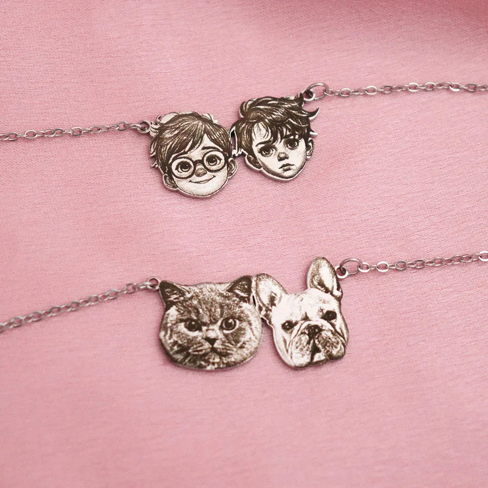 Personalized Portrait Pendant Necklace Custom Child/Couple/Pet Photo Chain Birthday Gift For Her Stainless Steel Jewelry