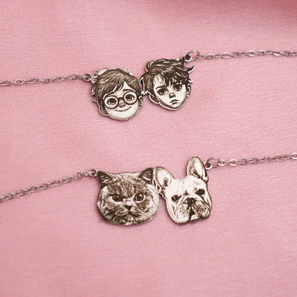 Personalized Portrait Pendant Necklace Custom Child/Couple/Pet Photo Chain Birthday Gift For Her Stainless Steel Jewelry