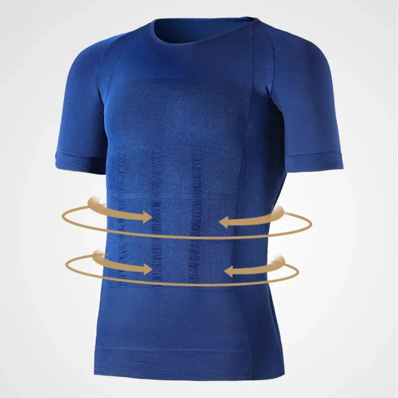 3PCS Men's Short Sleeve Body Shaper, Chest & Waist Tummy Control Slimming Compression Shirt for Sports Fitness