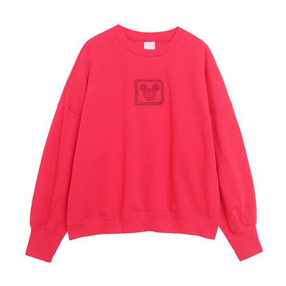 Loose Fit Fleece Lined Hoodie Women's Spring Autumn Youthful Embroidered round Neck Sweatshirt Large Size Letter Stitching Top