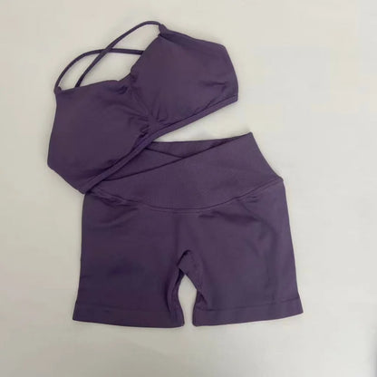 3 Pieces Women's High Stretch Gym Sportswear Shrug Sports Bra Shorts Set Comfortable Workout Yoga Active Wear Outfit