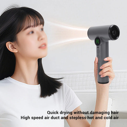 200W Cordless Hair Dryer USB Rechargeable Cold Hot Powerful Wind 15600mAh Battery Portable Hair Blow Dryer for Travel Camping