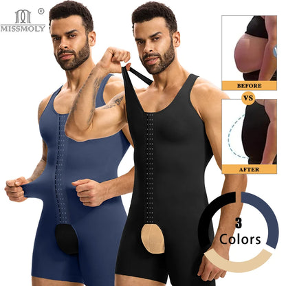 Miss Moly Men Open Crotch Bodysuit Compression Shapewear Underwear Tummy Control Full Body Shaper High Stretch Slimming Vest
