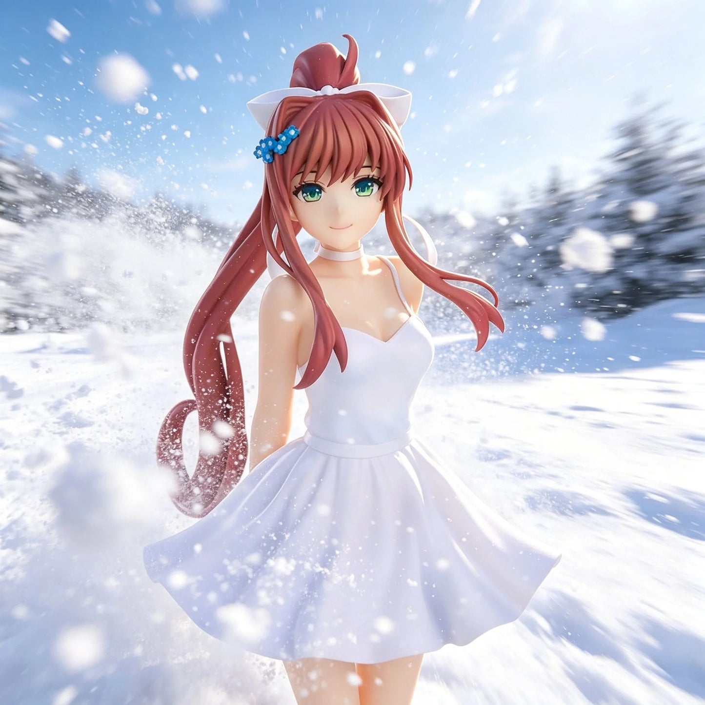 Doki Doki Literature Club! Cute Monika Ball Gown Anime Figure Model Ornament Collectible Toys Girls Gift