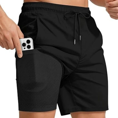 2026 Summer Men's Swim Trunks 5 Inch With Compression Liner Board Shorts Bathing Suits Pockets Beach Swimsuits Surfing LYZ095