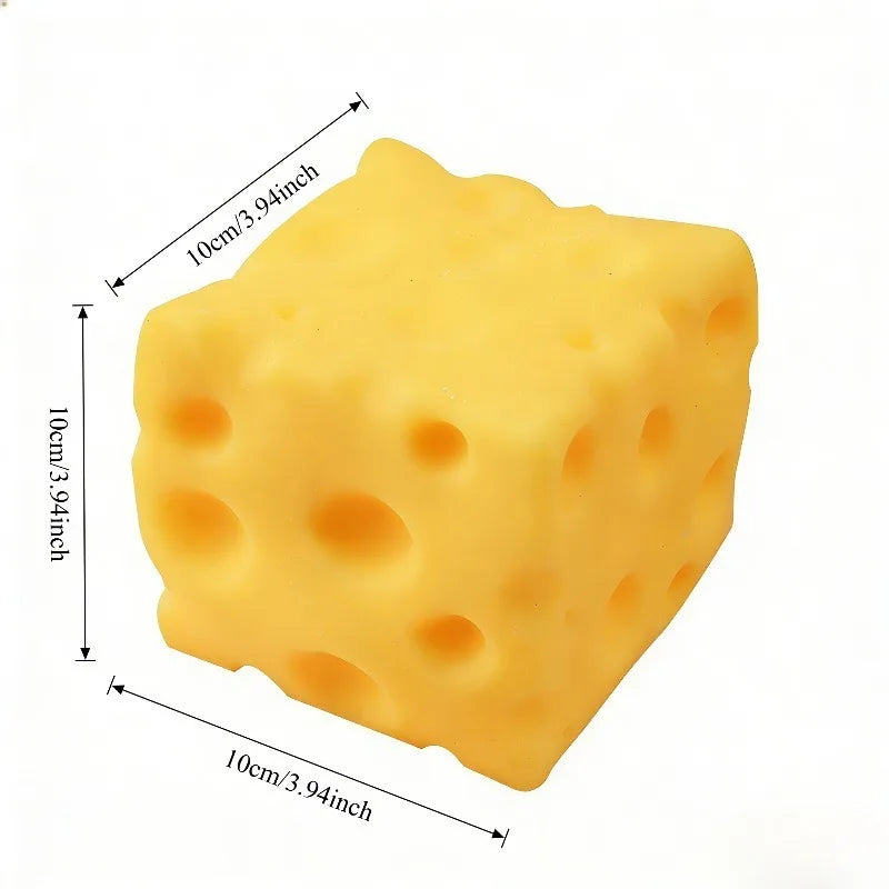 Yellow Cheese Squeeze Toy, Soft Rebound Sensory Toy, Stress Relief & Focus Helper, Cute Food-Themed Desk Decor Gift