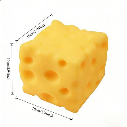 Yellow Cheese Squeeze Toy, Soft Rebound Sensory Toy, Stress Relief & Focus Helper, Cute Food-Themed Desk Decor Gift